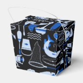 Weg Gevist blauw patroon take-out Bedankdoosjes (Achterkant)