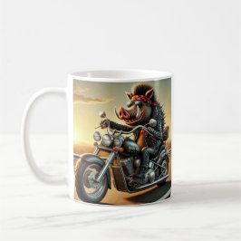 Weg Hog Motorfiets Mok | Biker Varken Rijdend op C