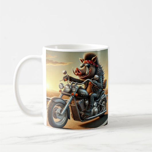 Weg Hog Motorfiets Mok | Biker Varken Rijdend op C (Links)