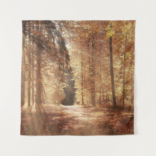 Weg in de herfstbosweg, avontuur, foliage, la wandkleed