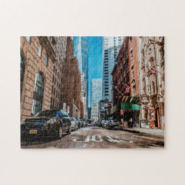 Weg in de stad met auto's legpuzzel