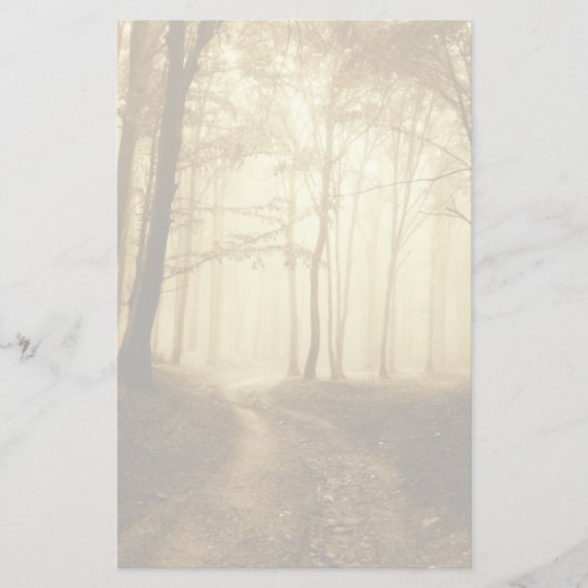 Weg in een donker bos met mist briefpapier (Voorkant)