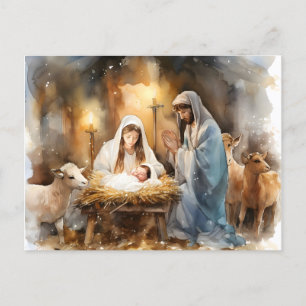 Weg in een kribbe Kerstmis Briefkaart