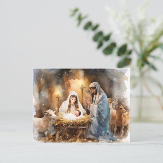 Weg in een kribbe Kerstmis Briefkaart (Staand voorkant)