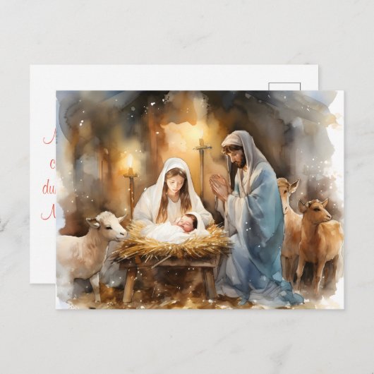 Weg in een kribbe Kerstmis Briefkaart (Voorkant / Achterkant)