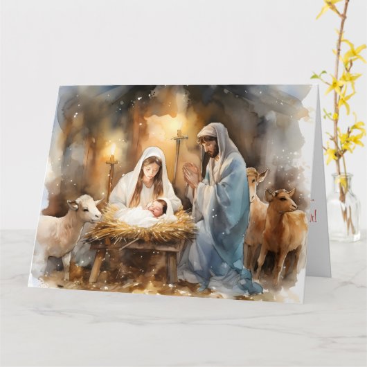 Weg in een kribbe Kerstmis Kaart (Gele Bloem)