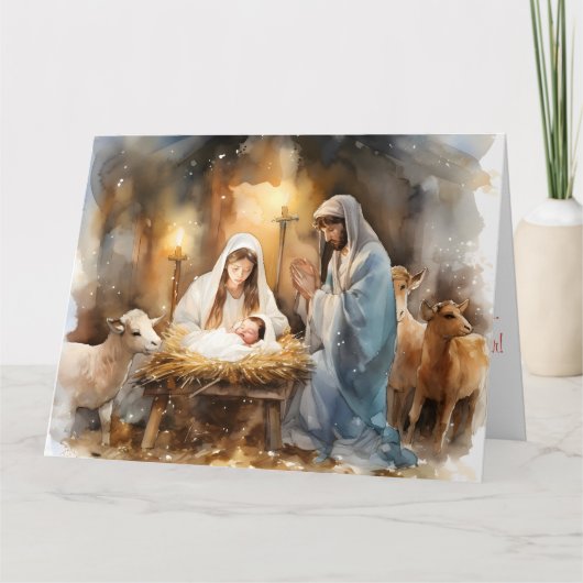 Weg in een kribbe Kerstmis Kaart (Voorkant)