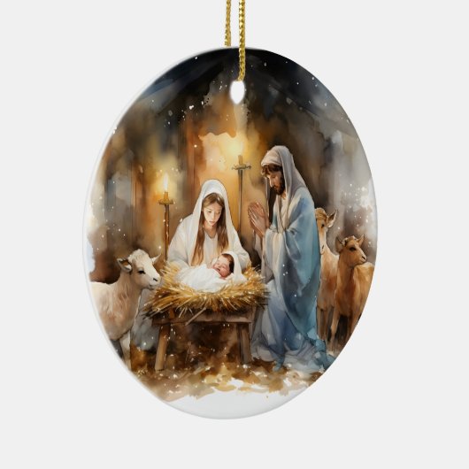 Weg in een kribbe Kerstmis Keramisch Ornament (Rechts)