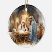 Weg in een kribbe Kerstmis Keramisch Ornament (Links)