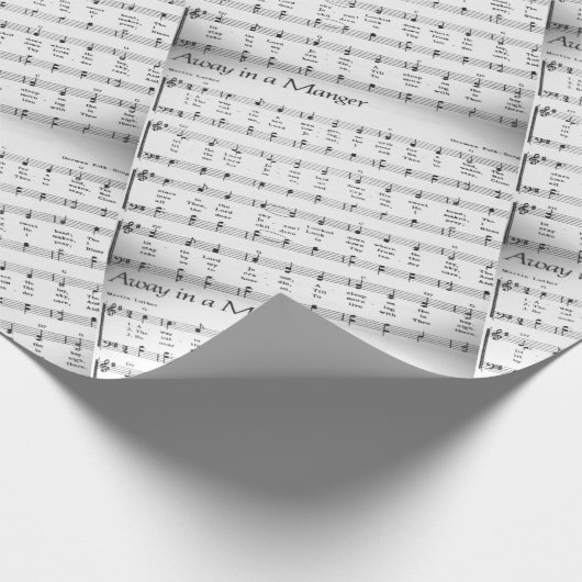 Weg in een Manger Christmas Song Bladmuziek Cadeaupapier (Hoek)