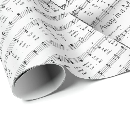 Weg in een Manger Christmas Song Bladmuziek Cadeaupapier (Rol Hoek)