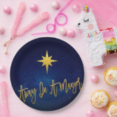 Weg in een Manger donkerblauwe feestelijke Sterren Papieren Bordje (Feest)