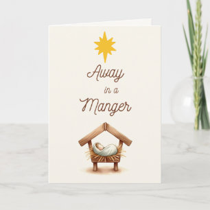Weg in een Manger Kerst Kaart