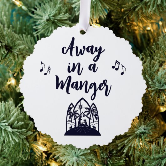 Weg in een Manger Kerst Minimalistische Typografie Ornament Kaart (Insitu (Drie))