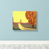 Weg in het najaar - Kunstwerk van de grote Hiroshi Canvas Afdruk (Insitu (Houten vloer))