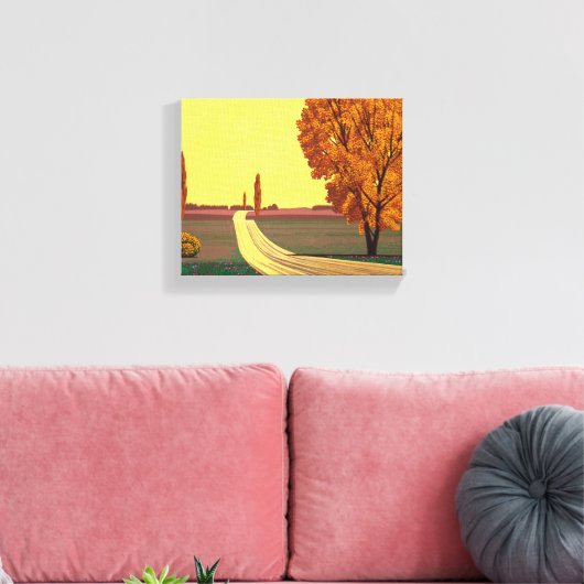 Weg in het najaar - Kunstwerk van de grote Hiroshi Canvas Afdruk (Insitu (Woonkamer))