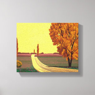 Weg in het najaar - Kunstwerk van de grote Hiroshi Canvas Afdruk