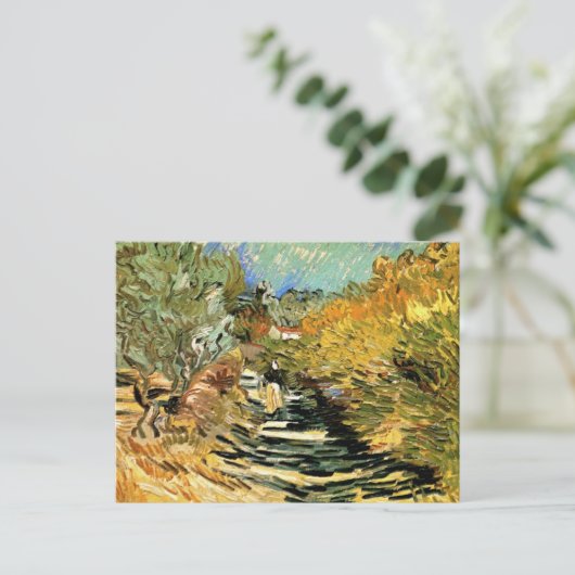 Weg in St Remy met Afbeelding van Vincent van Gogh Briefkaart (Staand voorkant)