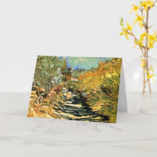 Weg in St Remy met Afbeelding van Vincent van Gogh Kaart (Gele Bloem)