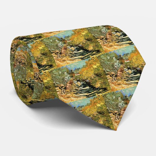 Weg in St Remy met Afbeelding van Vincent van Gogh Stropdas (Opgerold)