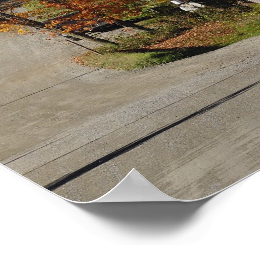 weg langs klassieke plattelandsschuur/boerderij in poster (Hoek)