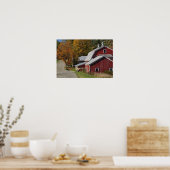 weg langs klassieke plattelandsschuur/boerderij in poster (Keuken)