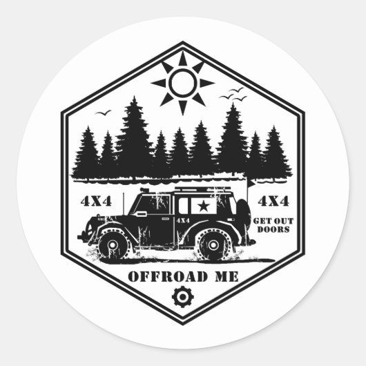WEG ME Wilderness BW Classic Round Sticker (Voorkant)