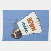 Weg met huishoudelijk werk Hedgehog Picket Sign Ca Theedoek (Horizontaal)