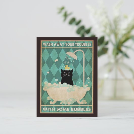 Weg Met Je Problemen - Knuffelkat Herstelt Vlot  Briefkaart (Staand voorkant)