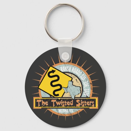 Weg met motorfiets - Draaiende zussen Sleutelhanger (Voorkant)