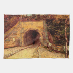 Weg met onderdoorgang Viaduct door Vincent van Gog Theedoek