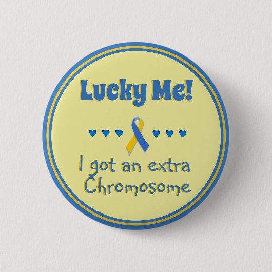 Weg met Syndrome Lucky. Extra chromosoom - hart Ronde Button 5,7 Cm (Voorkant)