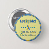 Weg met Syndrome Lucky. Extra chromosoom - hart Ronde Button 5,7 Cm (Voorkant /achterkant)