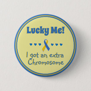Weg met Syndrome Lucky. Extra chromosoom - hart Ronde Button 5,7 Cm