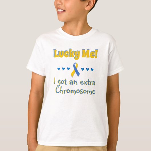 Weg met Syndrome Lucky. Extra chromosoom - hart T-shirt (Voorkant)