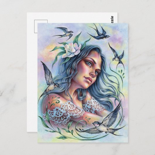 Weg met The Swallows Briefkaart Summer Joy Birds (Voorkant / Achterkant)