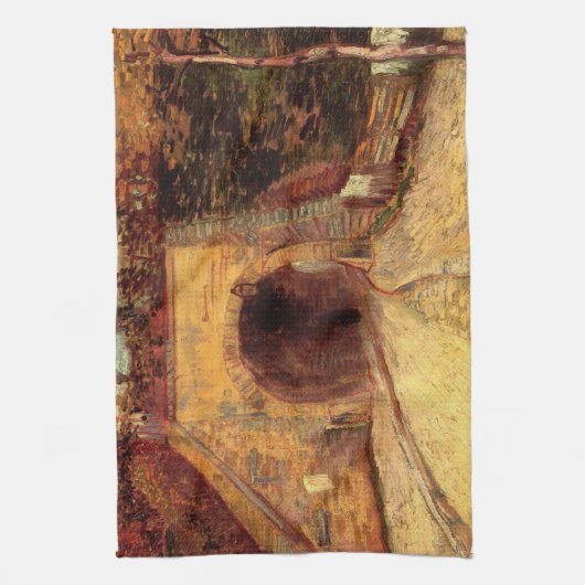 Weg met Underpass Viaduct door Vincent van Gogh Theedoek (Verticaal)