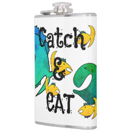 Weg met vissen Vangst en eten Heupfles