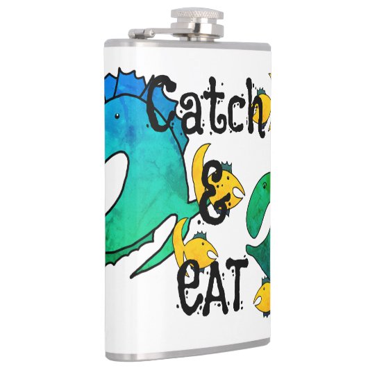 Weg met vissen Vangst en eten Heupfles (Rechts)