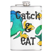 Weg met vissen Vangst en eten Heupfles (Voorkant)