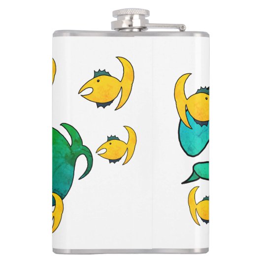 Weg met vissen Vangst en eten Heupfles (Achterkant)