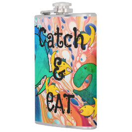 Weg met vissen Vangst en eten Heupfles