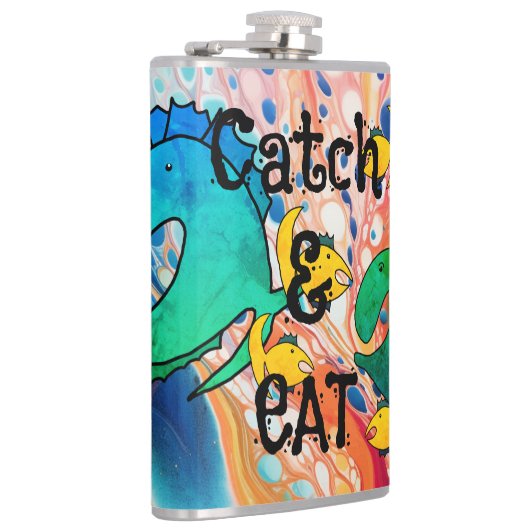 Weg met vissen Vangst en eten Heupfles (Rechts)