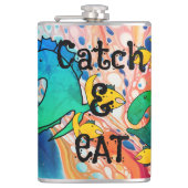 Weg met vissen Vangst en eten Heupfles (Voorkant)