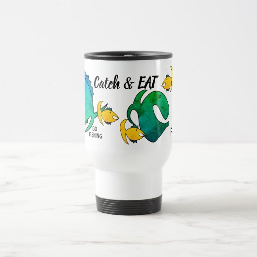 Weg met vissen Vangst en eten Reisbeker (Center)