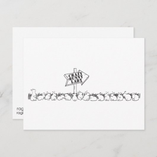WEG NAAR DE CRAZY BUNNY LADY BRIEFKAART (Voorkant / Achterkant)