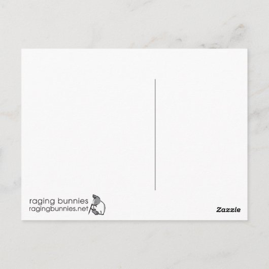 WEG NAAR DE CRAZY BUNNY LADY BRIEFKAART (Achterkant)