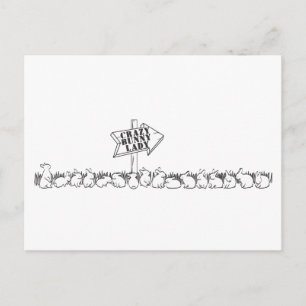 WEG NAAR DE CRAZY BUNNY LADY BRIEFKAART