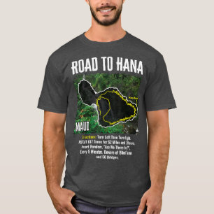 Weg naar Hana Map Maui Island Surfing Hawaiian Bea T-shirt