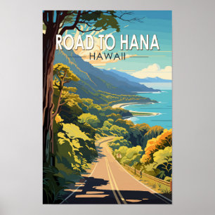 Weg naar Hana Maui Hawaii Reizen Kunst Vintage Poster